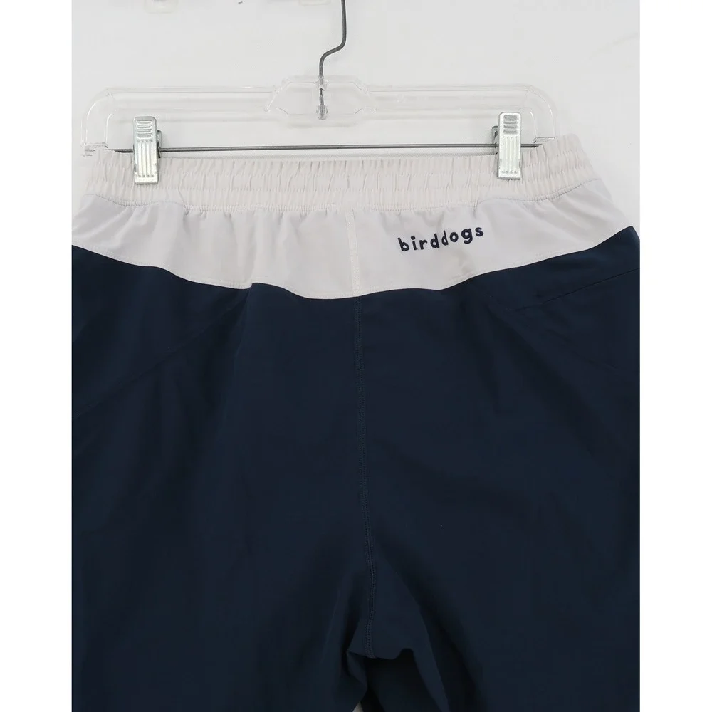Birddogs Boom Gym Shorts Mens Medium Navy Blue White Athletic Lined 9 Inseam
